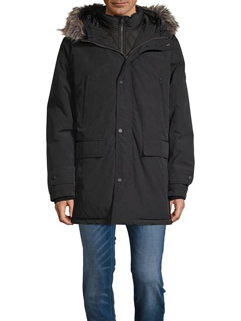 michael kors faux fur trim parka men's